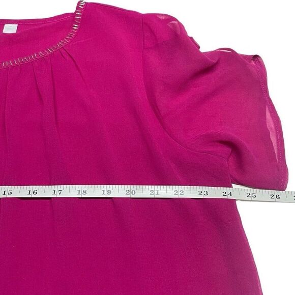 New York & Company Dark Raspberry Tulip Sleeve Embellished Top - Picture 6 of 9